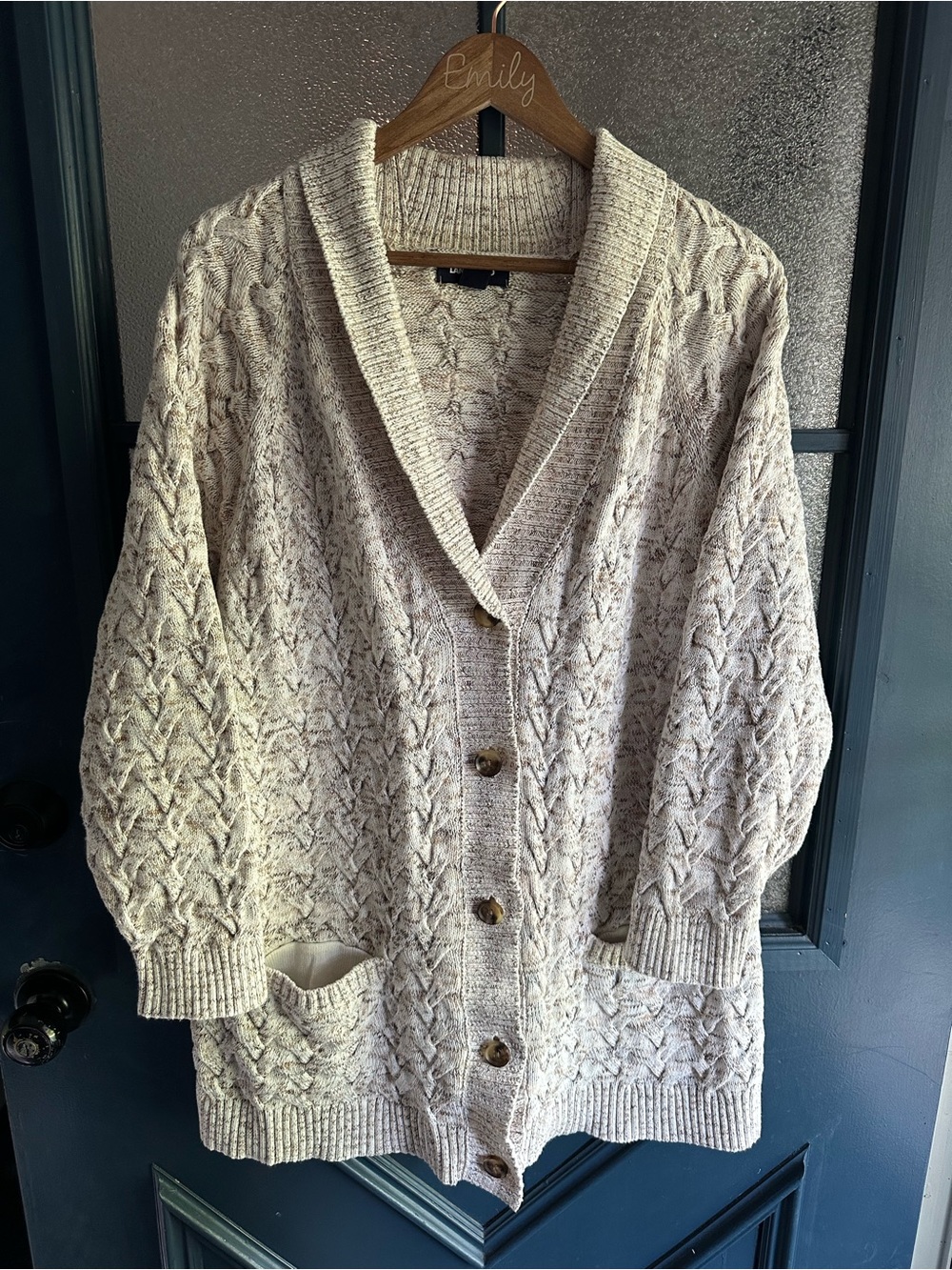 Lands' End Cable-Knit Shawl Collar Cardigan - Picture 1 of 5